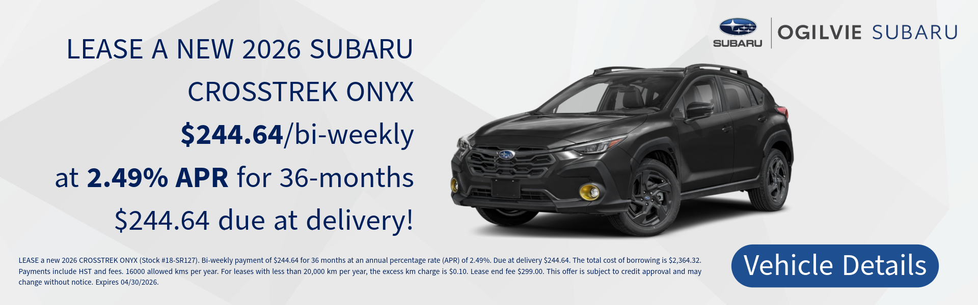 Subaru Crosstrek Onyx Lease Offer