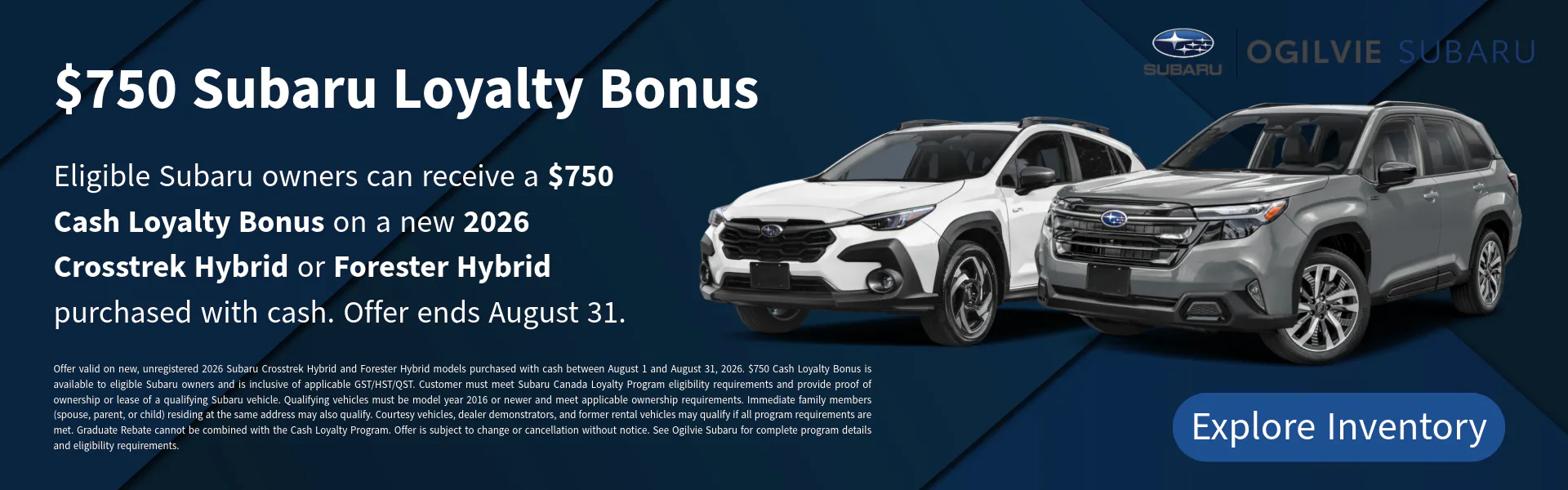 $750 Subaru Loyalty Bonus